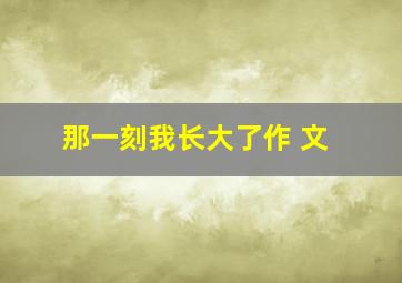 那一刻我长大了作 文